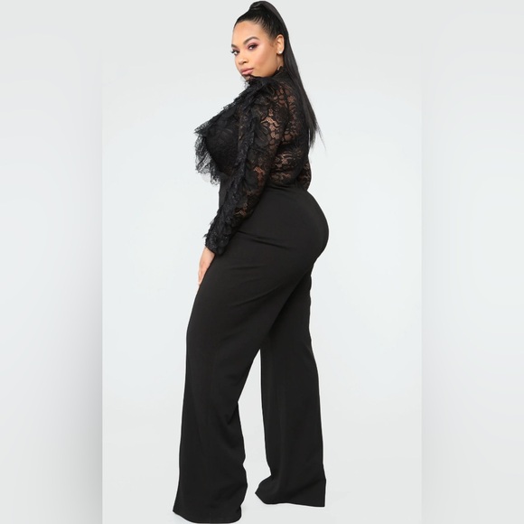 In my shadow black lace long sleeve wide leg jumpsuit whimsigoth cocktail - Picture 3 of 10